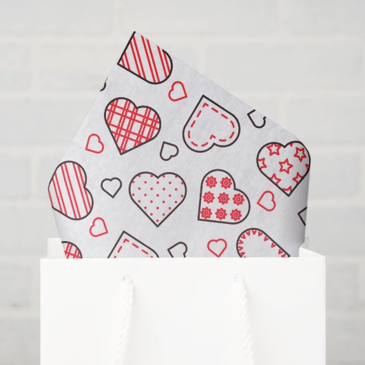 ロマンチックな赤の愛のハートパターン |休日 薄葉紙 (ギフトバッグ)