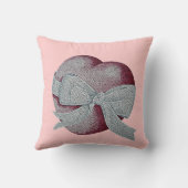 ロマンチックな赤の愛ハートと白い弓 クッション (裏面)