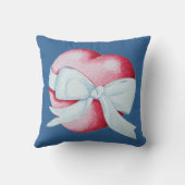 ロマンチックな赤の愛ハートと白い弓 クッション (裏面)