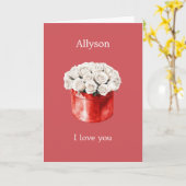 ロマンチックな赤の白のバラの愛 カード (黄色い花)