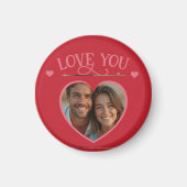 ロマンチックな赤の背景とカスタム写真付き マグネット (正面)