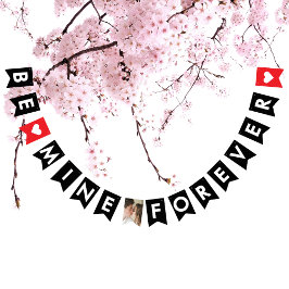 ロマンチックな赤の黒の結婚提案カップルの写真 バンティングフラッグ