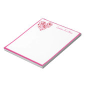 ロマンチックな赤ピンクのハート装飾パーソナライズされた ノートパッド (回転)