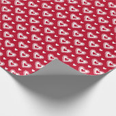 ロマンチックな赤レースハートバレンタインデーパターン ラッピングペーパー (角)