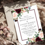 ロマンチックな赤ワインの花エレガントな結婚式 招待状<br><div class="desc">ロマンチックな赤ワインの花エレガントな結婚式招待状美しい白とバーガンディ赤いバラすべての季節に適した</div>