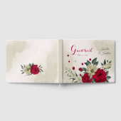 ロマンチックな赤淡い色のと黄色の結婚花 ゲストブック (全面)