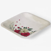 ロマンチックな赤淡い色のと黄色の花 ペーパープレート (傾斜あり)