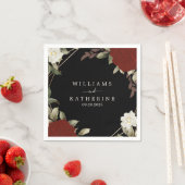 ロマンチックな赤深いバラフローラウィンターブラック結婚ズ スタンダードカクテルナプキン (インサイチュ)