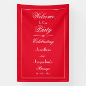 ロマンチックな赤結婚いスクリプトの歓迎の写真の背景 横断幕 (縦)