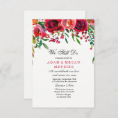 ロマンチックな赤結婚バラの誓いの更新招待状 招待状 (正面/裏面)