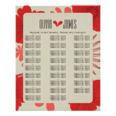 ロマンチックな赤結婚フローラの座席表 ポスター (正面)