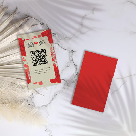 ロマンチックな赤結婚フローラ エンクロージャーカード