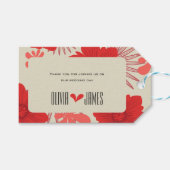 ロマンチックな赤結婚フローラ ギフトタグ (正面(横))