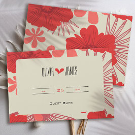 ロマンチックな赤結婚フローラ ゲストブック