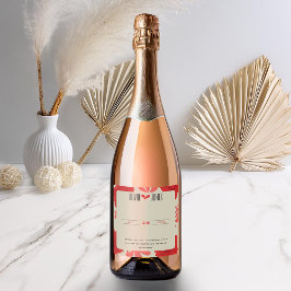 ロマンチックな赤結婚フローラ スパークリングワインラベル