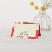 ロマンチックな赤結婚フローラ プレイスカード (正面)