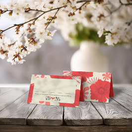 ロマンチックな赤結婚フローラ プレイスカード