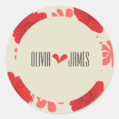 ロマンチックな赤結婚フローラ ラウンドシール (正面)