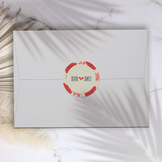 ロマンチックな赤結婚フローラ ラウンドシール