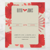 ロマンチックな赤結婚フローラ ワインラベル (シングルラベル)