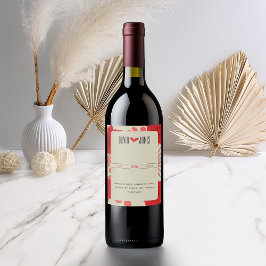 ロマンチックな赤結婚フローラ ワインラベル