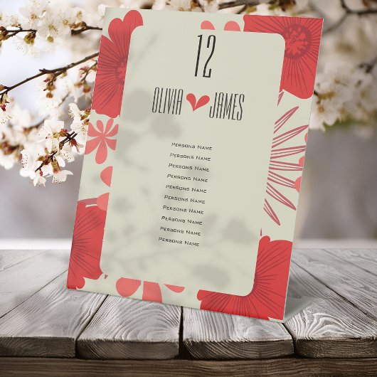 ロマンチックな赤結婚フローラ 台座サイン