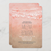 ロマンチックな赤面のピンクのひもはブライダルシャワーをつけます 招待状 (正面/裏面)