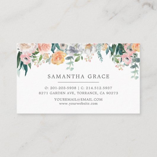 ロマンチックな赤面の花の毛の化粧の名刺 予約カード (裏面)