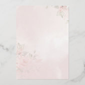 ロマンチックな赤面バラガーデン1とバラ金ゴールド 箔招待状 (裏面)