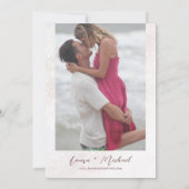 ロマンチックな赤面ピンクさくらんぼの花々写真結婚の 招待状 (裏面)