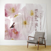 ロマンチックな赤面ピンクさくらんぼ花ブライダルシャワー タペストリー (インサイチュ(横))