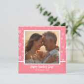 ロマンチックな赤面ピンクと白のハート写真 シーズンカード (スタンド正面)