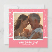 ロマンチックな赤面ピンクと白のハート写真 シーズンカード (正面)