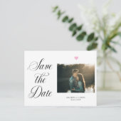 ロマンチックな赤面ピンクのハート写真の保存日付 ポストカード (スタンド正面)