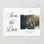 ロマンチックな赤面ピンクのハート写真の保存日付 ポストカード (正面)