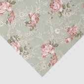 ロマンチックな赤面ピンクのバラ – セージ緑の背景 薄葉紙 (詳細)