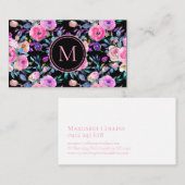 ロマンチックな赤面ピンクのフローラ水彩 名刺 (正面/裏面)