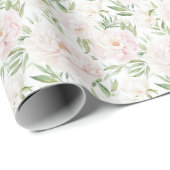 ロマンチックな赤面ピンクの花 ラッピングペーパー (ロールコーナー)