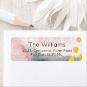 ロマンチックな赤面ピンクグレーと金ゴールド水色 ラベル (インサイチュ)