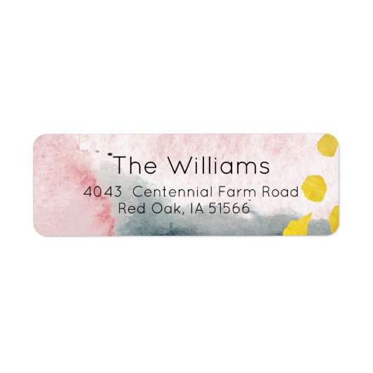 ロマンチックな赤面ピンクグレーと金ゴールド水色 ラベル (正面)