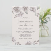 ロマンチックな赤面ピンクフローラウォーター結婚カラー 招待状 (スタンド正面)