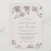 ロマンチックな赤面ピンクフローラウォーター結婚カラー 招待状 (正面/裏面)