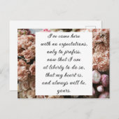 ロマンチックな赤面ピンクフローラジェーンオーステンラブ引用文 ポストカード (正面/裏面)