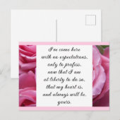 ロマンチックな赤面ピンクフローラジェーンオーステンラブ引用文 ポストカード (正面/裏面)