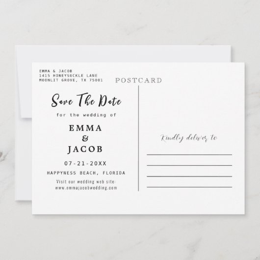 ロマンチックな赤面ピンクブルゴーニュ水カラー花模様 セーブザデート (裏面)