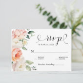 ロマンチックな赤面ピンク牡丹フローラカントリーウェディング 出欠カード (スタンド正面)