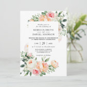 ロマンチックな赤面ピンク牡丹フローラカントリーウェディング 招待状 (スタンド正面)