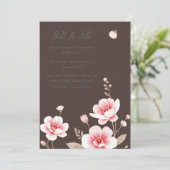 ロマンチックな赤面フローラリッチチョコレートブラウン結婚ズ 招待状 (スタンド正面)