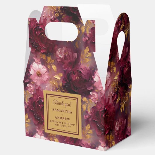 ロマンチックな赤面ブルゴーニュ金ゴールドウォーター結婚カラー フェイバーボックス (オープン)