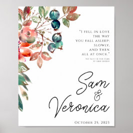 ロマンチックな赤面マウヴ結婚のウェルカムサイン ポスター